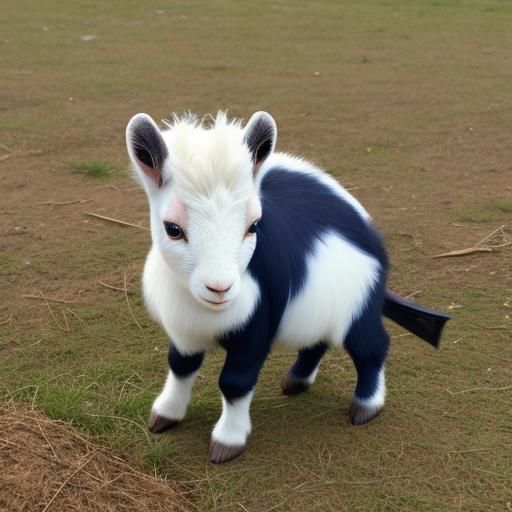 Charming Baby Goat Portrait in Whimsical Style