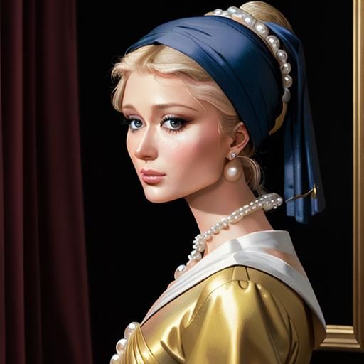 Paris Hilton with a pearl earring