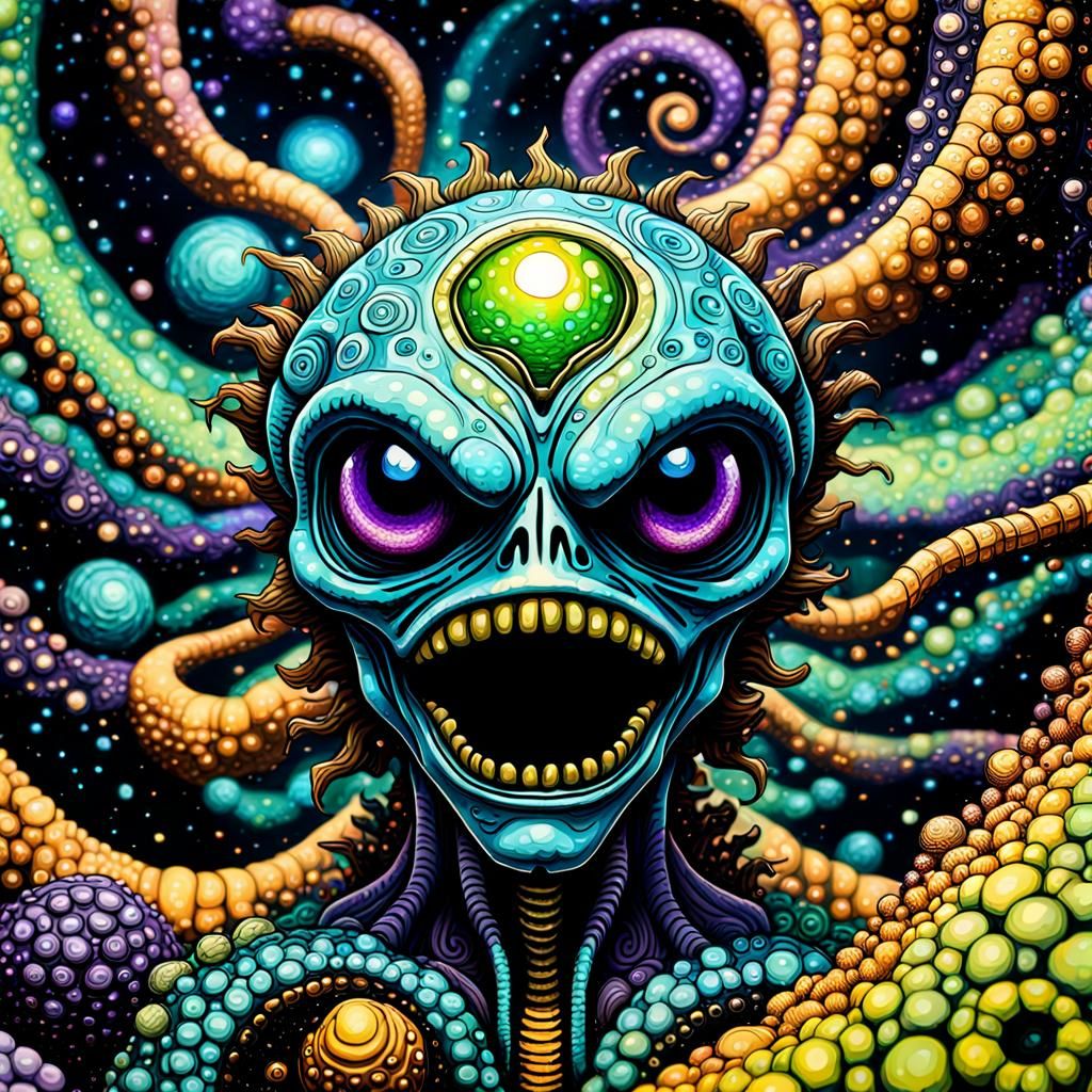 Retrofuturistic Spacecore Aliens in Triadic Colors