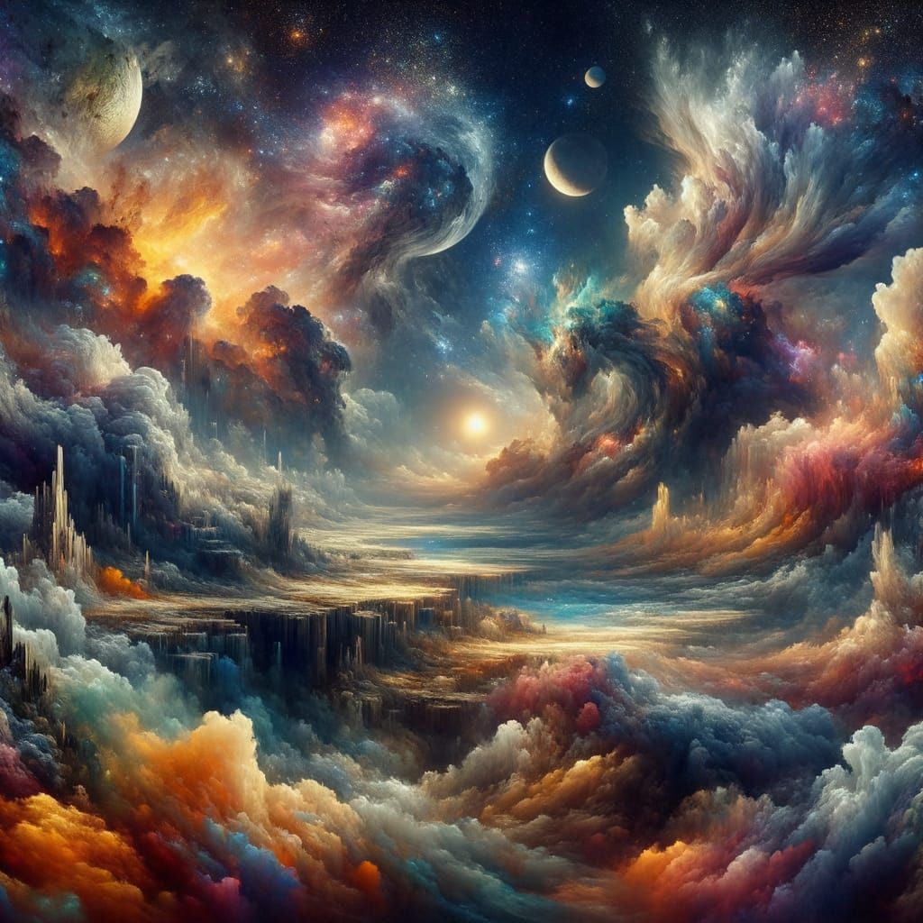 Cosmic Playground in Digital Oil Painting
