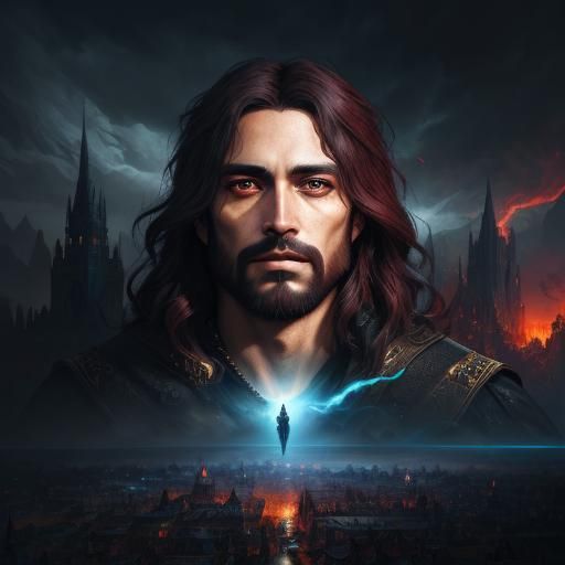 Jesus in a Vibrant Fantasy Landscape with Intricate Detail