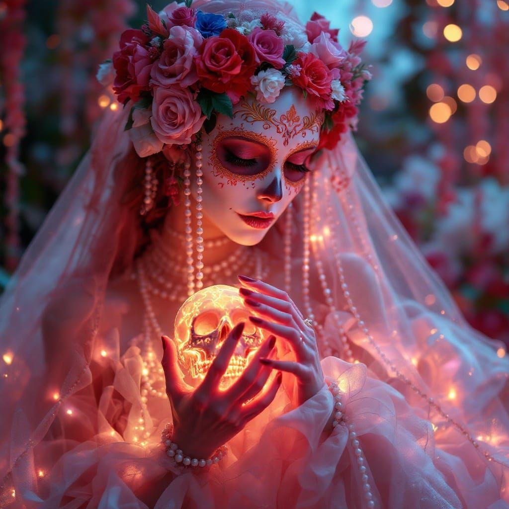 Ethereal Goddess with Mystical Sugar Skull