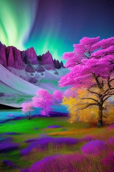 Stellar Aurora Dreamscape in Vast, Grandiose Style