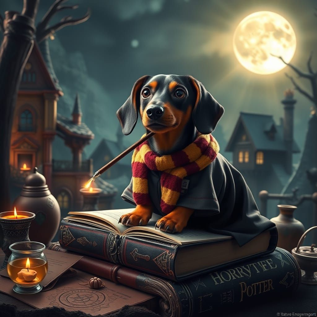 Dachshund Wizard Masters Magic Spell