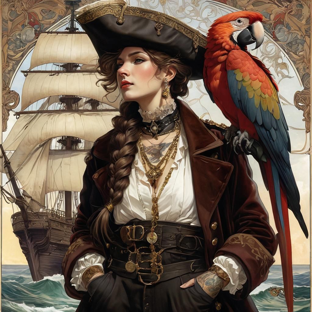 The Crew of the "Harpy" - Captain Jeanne La Féroce & Aretino...