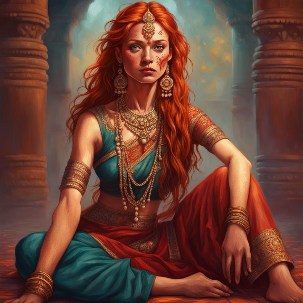 Hyperrealistic Indian Warrior Goddess in Vibrant Mid Shot