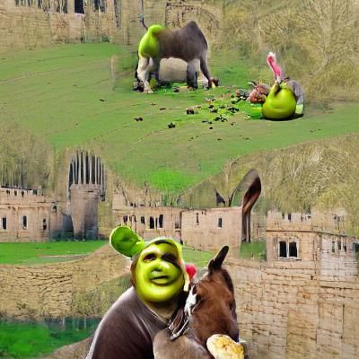 Shrek Enjoys a Leisurely Meal with Donkey
