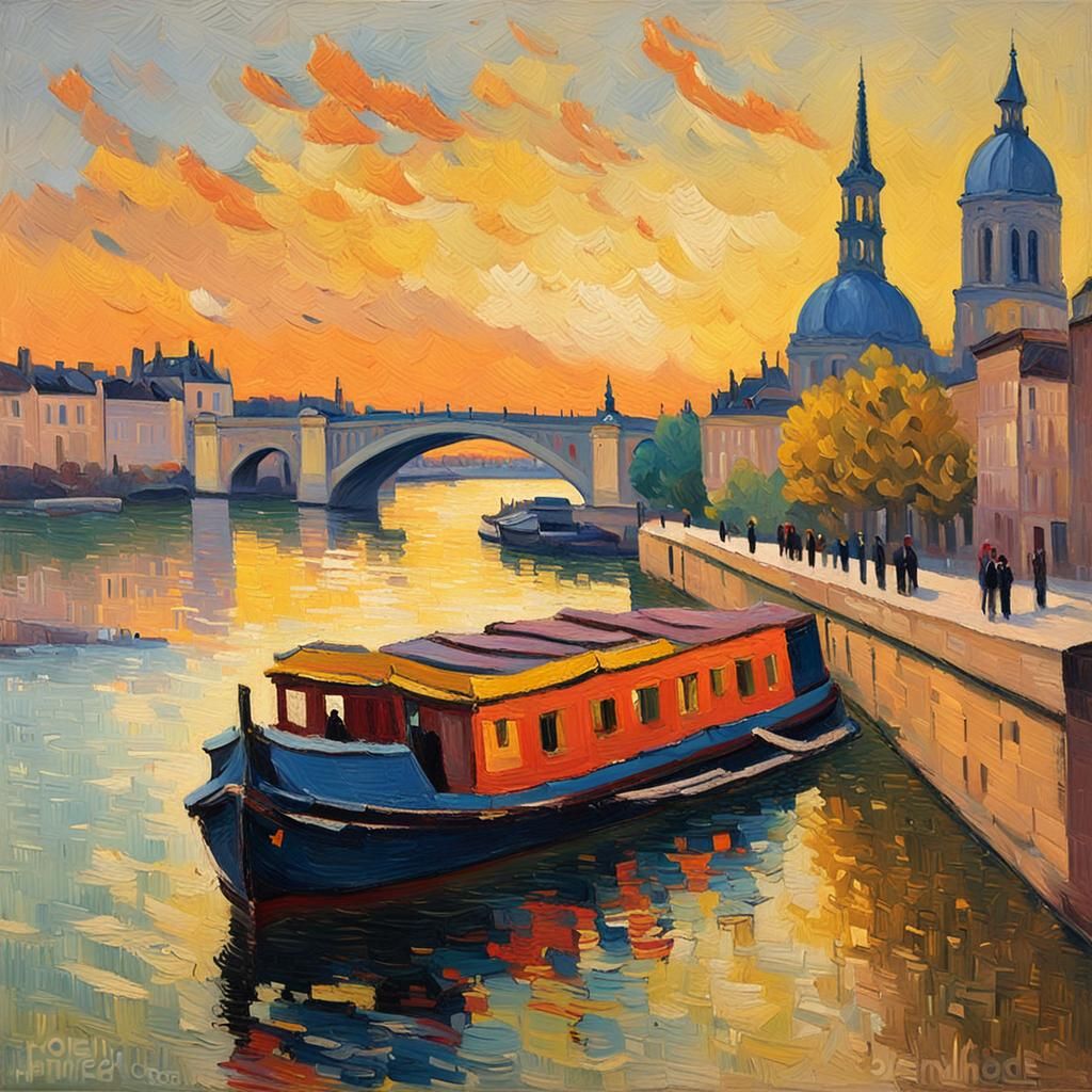 Vibrant Bordeaux Cityscape in Fauvist Expressionism