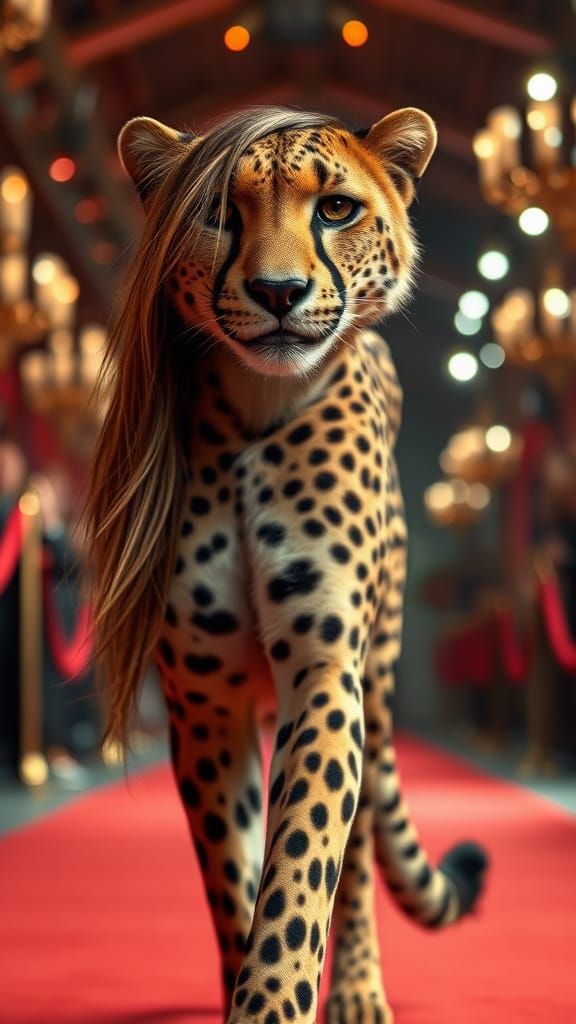 Cinematic Humanoid Cheetah Walks the Red Carpet