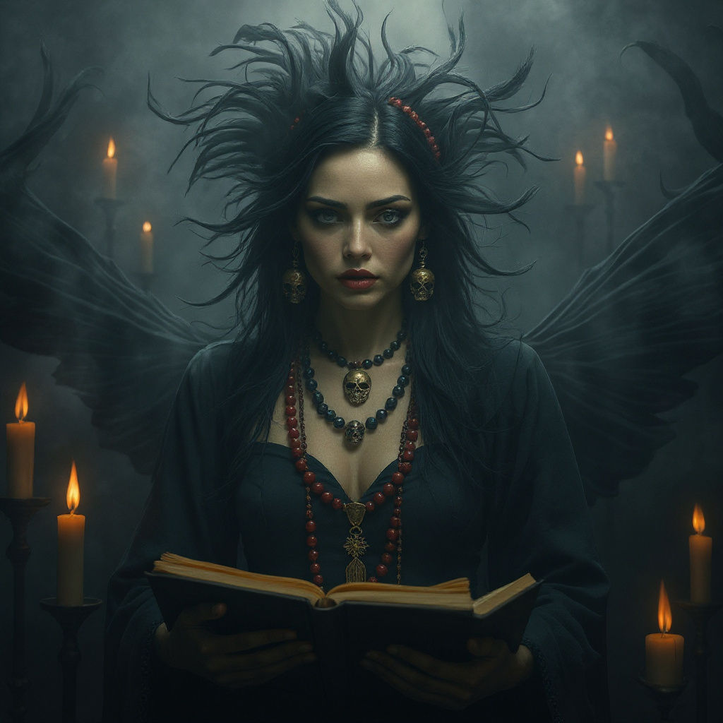 Voodoo Priestess in Dark, Mystical Ritual