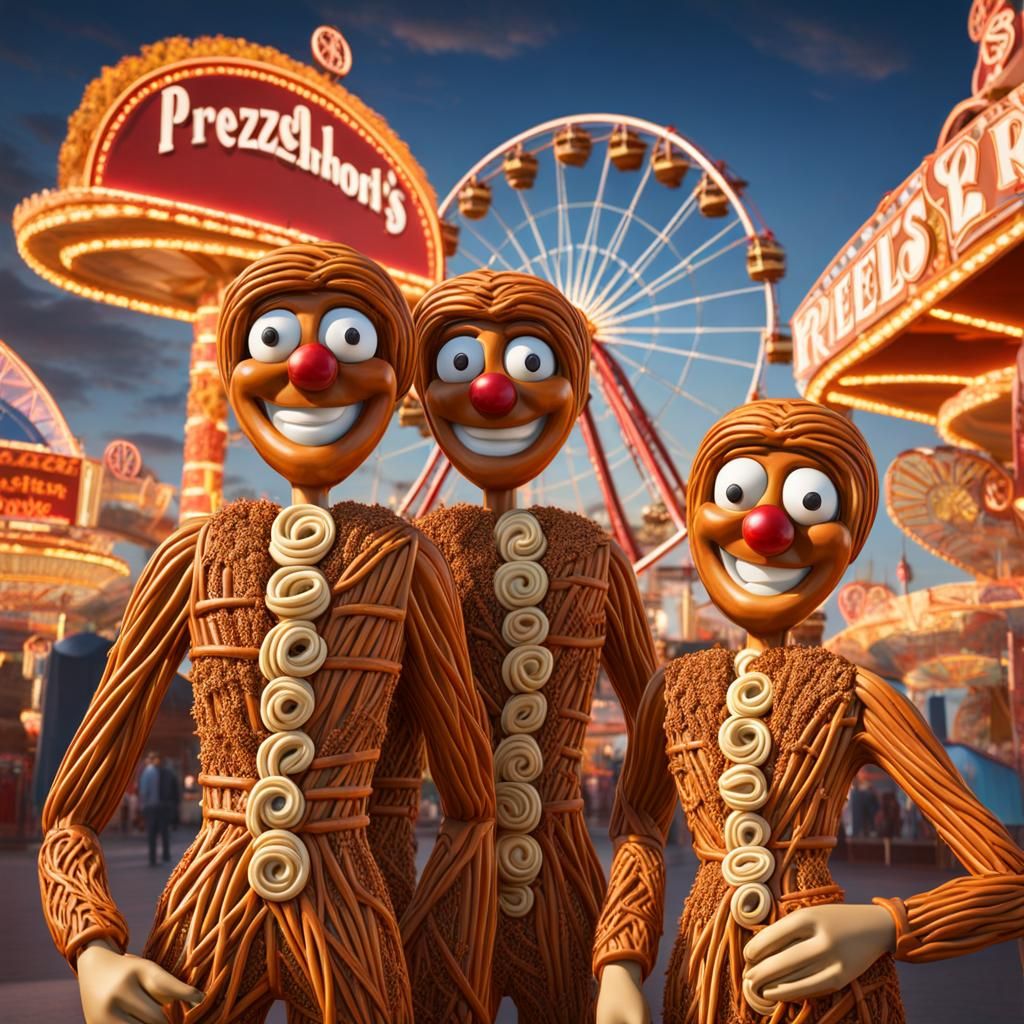 Pretzel Fair Art in Vibrant 3D Cinematic Style