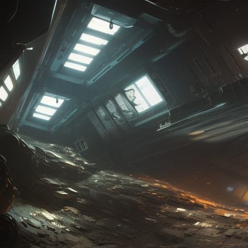 Cyberpunk Space Station Cargo Bay Masterpiece