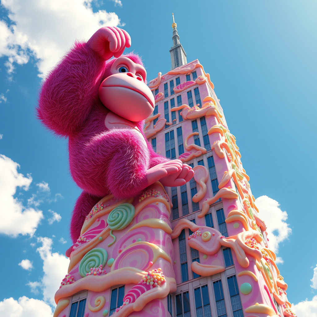 Vibrant Ape Climbs Hyper-Detailed Ice Cream Empire State Bui...