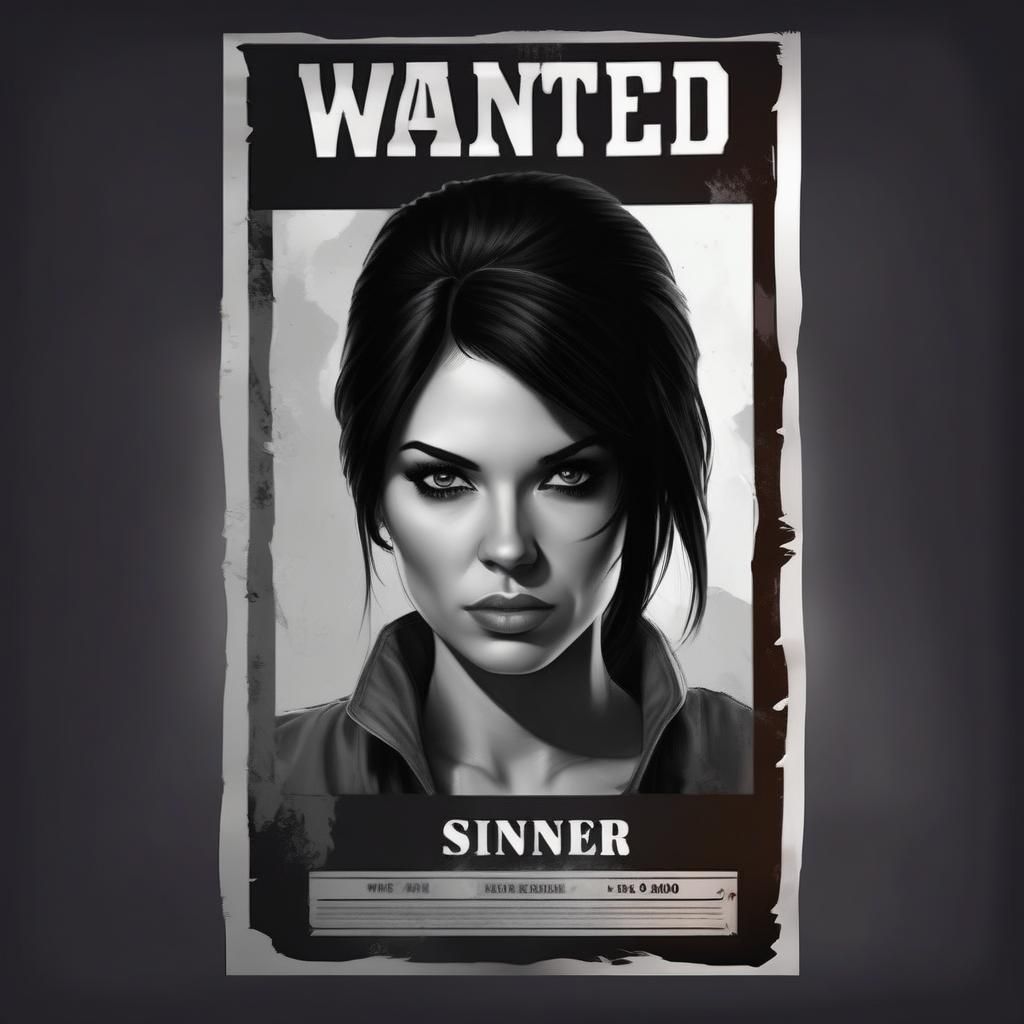Beautiful Female Fugitive in Noir-Style Wanted Poster