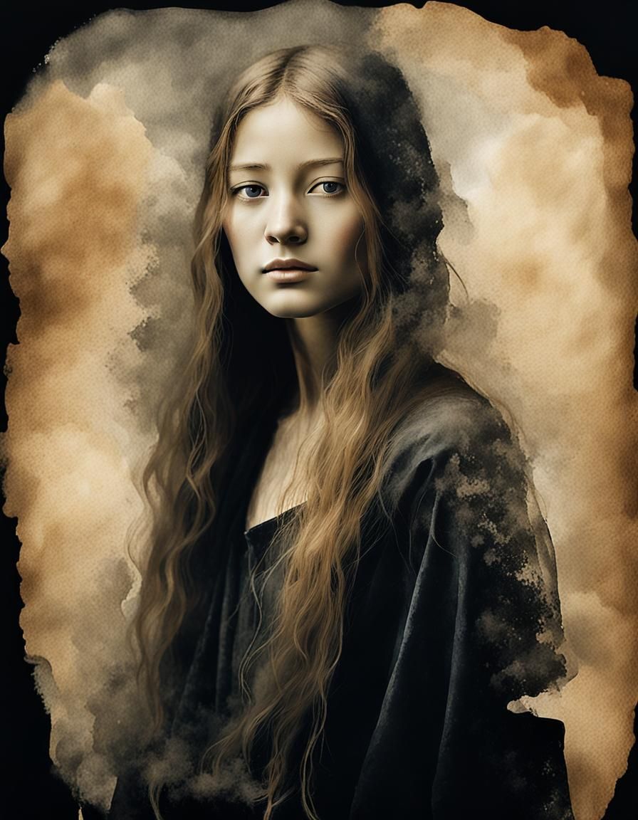 Weathered Vintage Portrait of a Young Woman