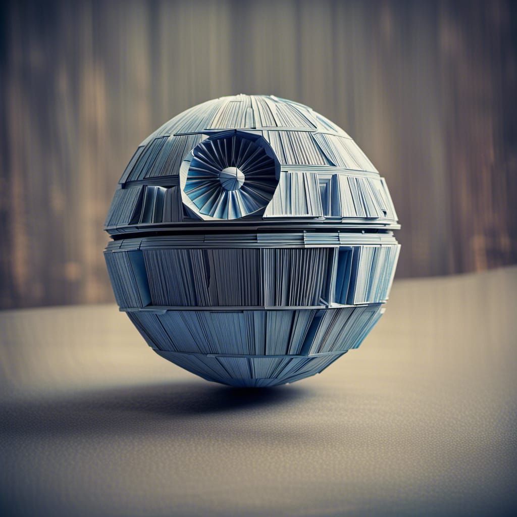 Star Wars Death Star Made of Paper in a Starry Sky