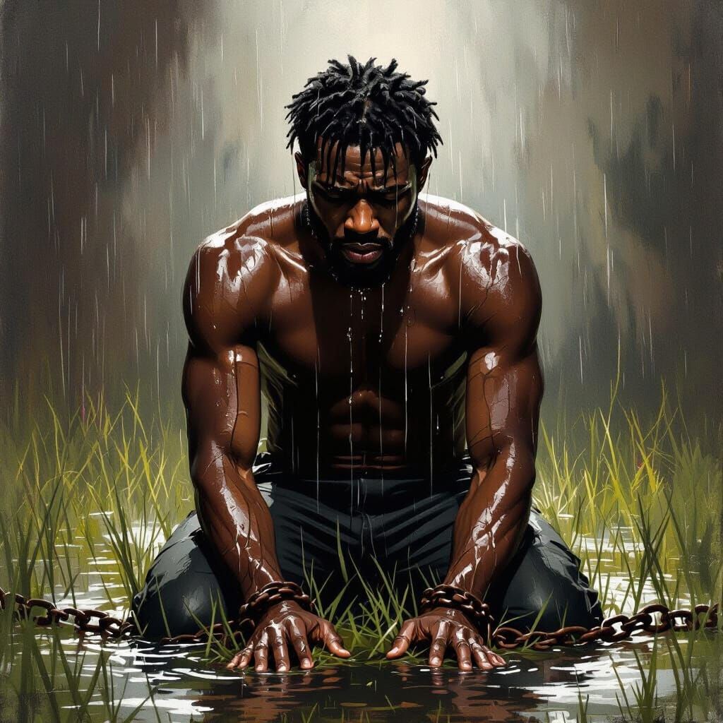 Liberation in Rain: Man Breaks Free From Chains