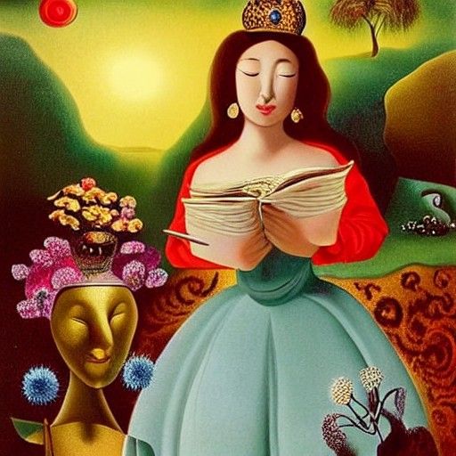 Surreal Empress in a Dreamlike Garden