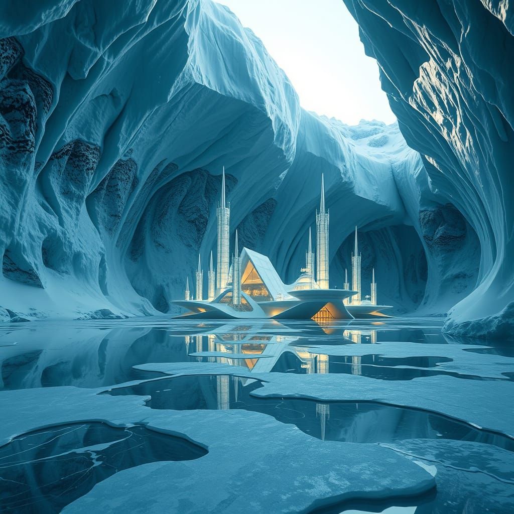 Futuristic Ice City in Syd Mead Style