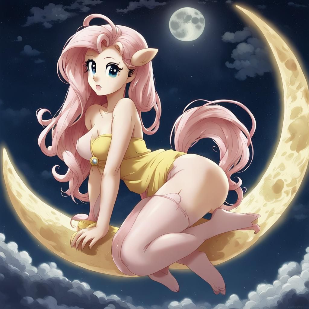 Mythical Pony Goddess Adorns Crescent Moon