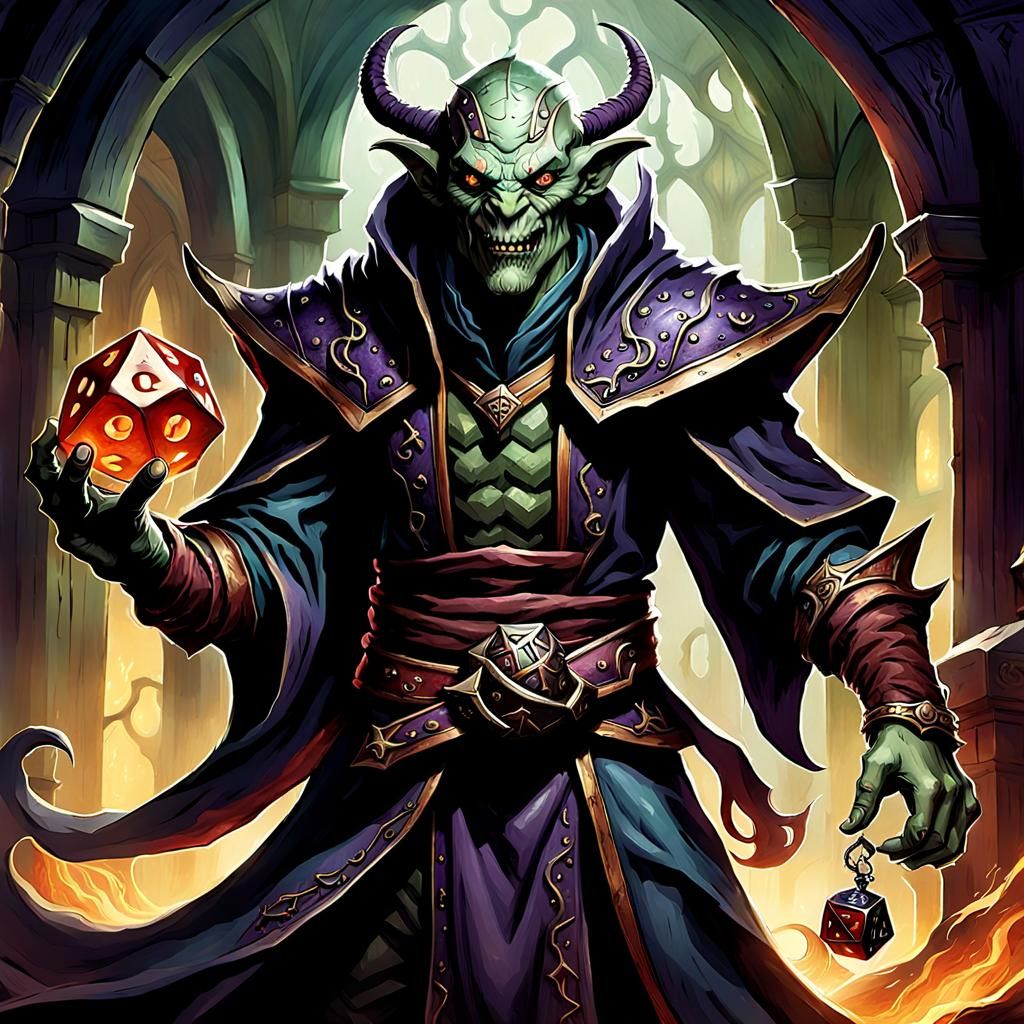 Elven Thief Pickpocketing Mindflayer in Fantasy Market