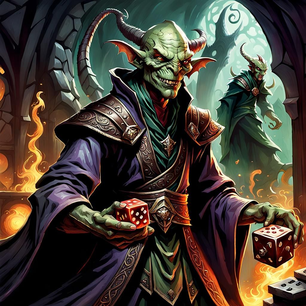 Fantasy Marketplace: Elf Thief and Dragonborn Dice Game