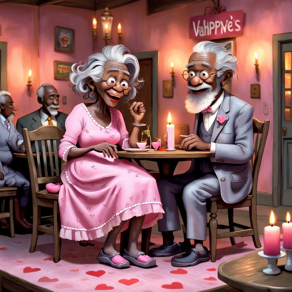 Whimsical Valentine's Day Couple Sits Down to Romantic Dinne...
