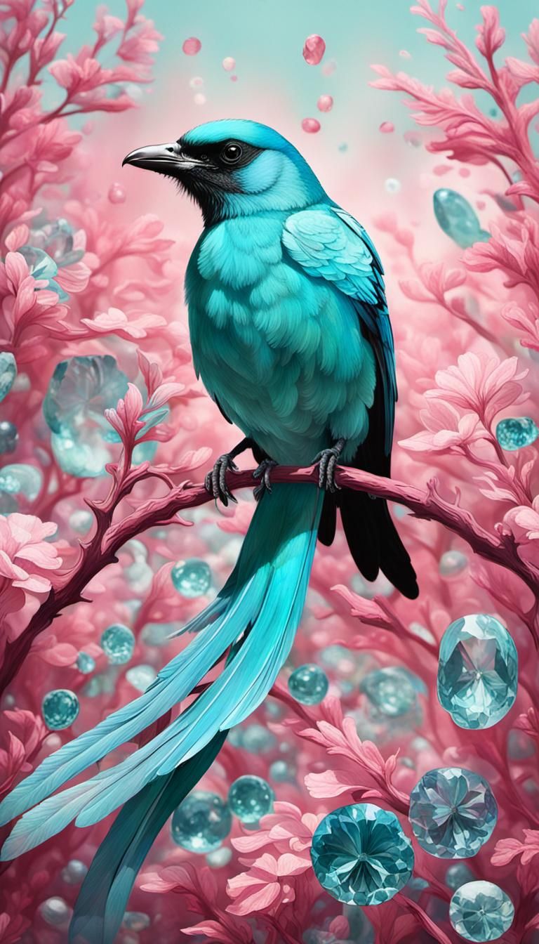 Magpie in Vibrant Aquamarine Hues