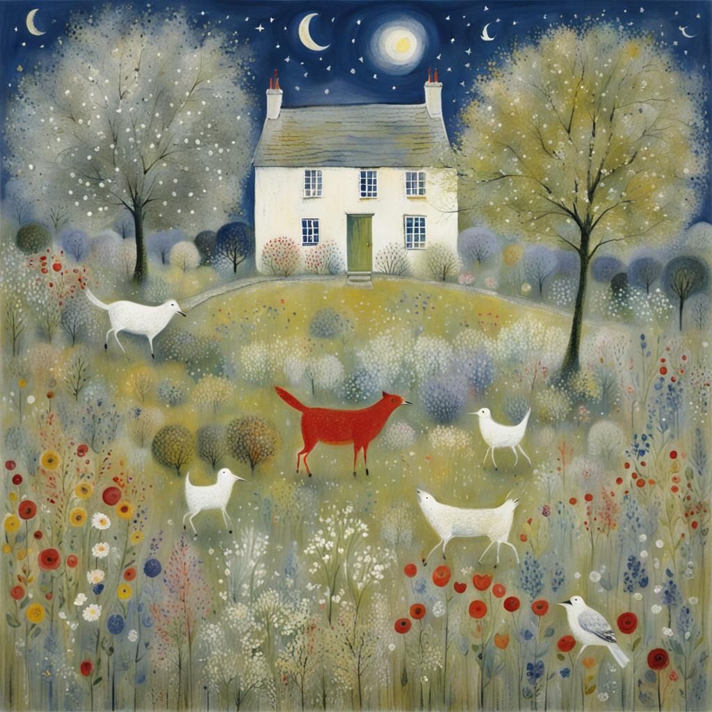 Vibrant Dreamscape in a Fantastical Artistic Blend