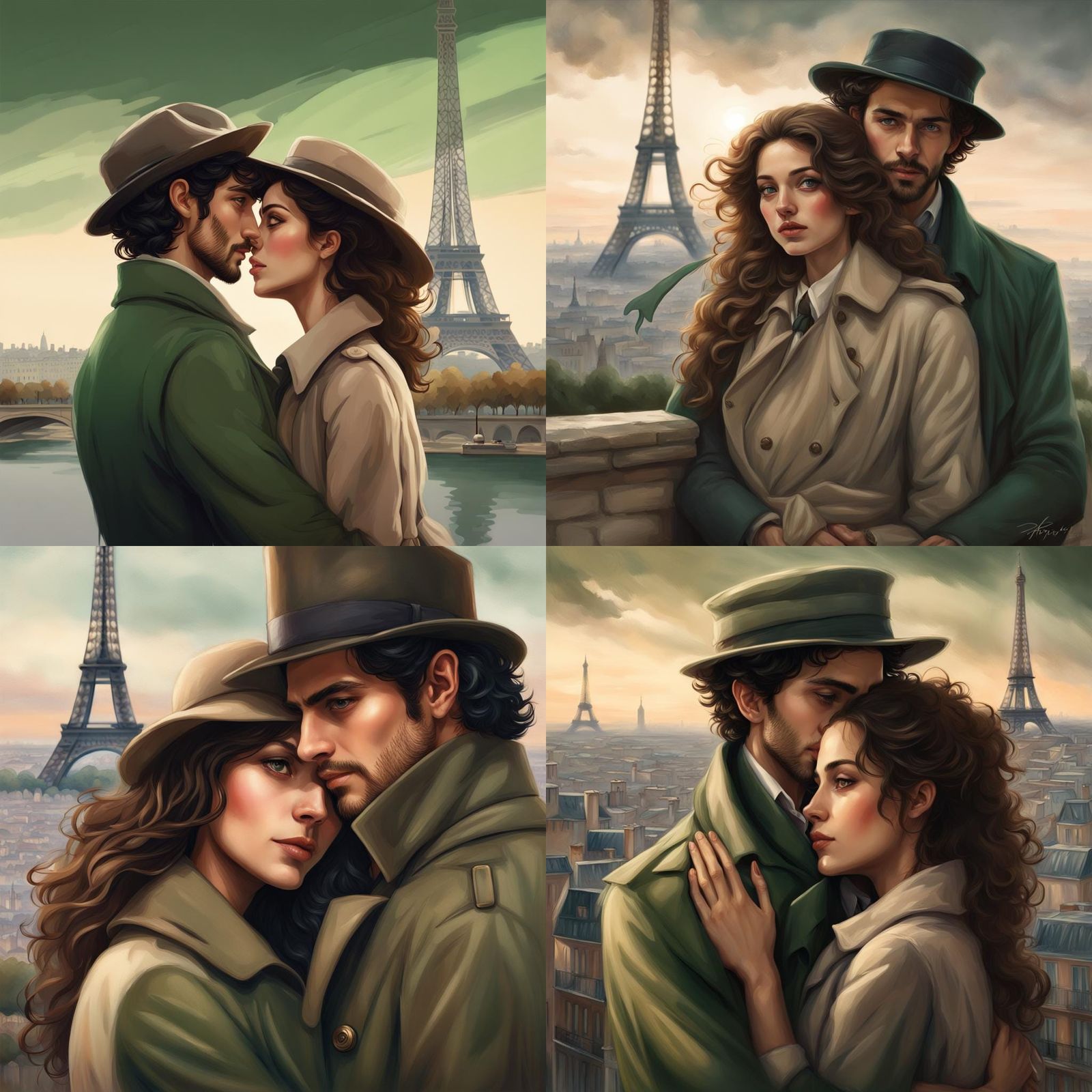 Loving Couple in a Parisian Embrace