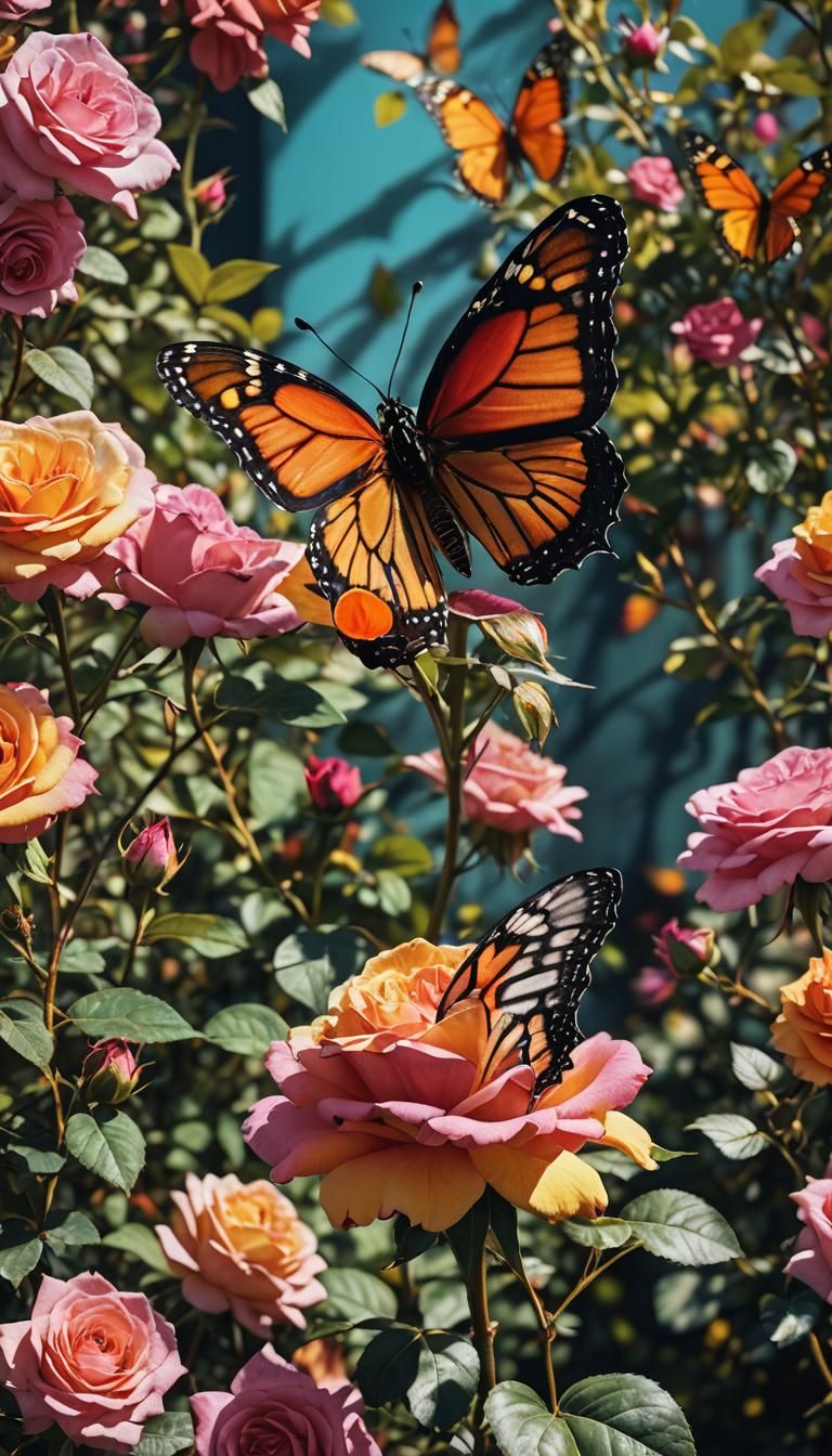 Vibrant Monarch Butterfly in Close-Up: A Masterpiece of Real...