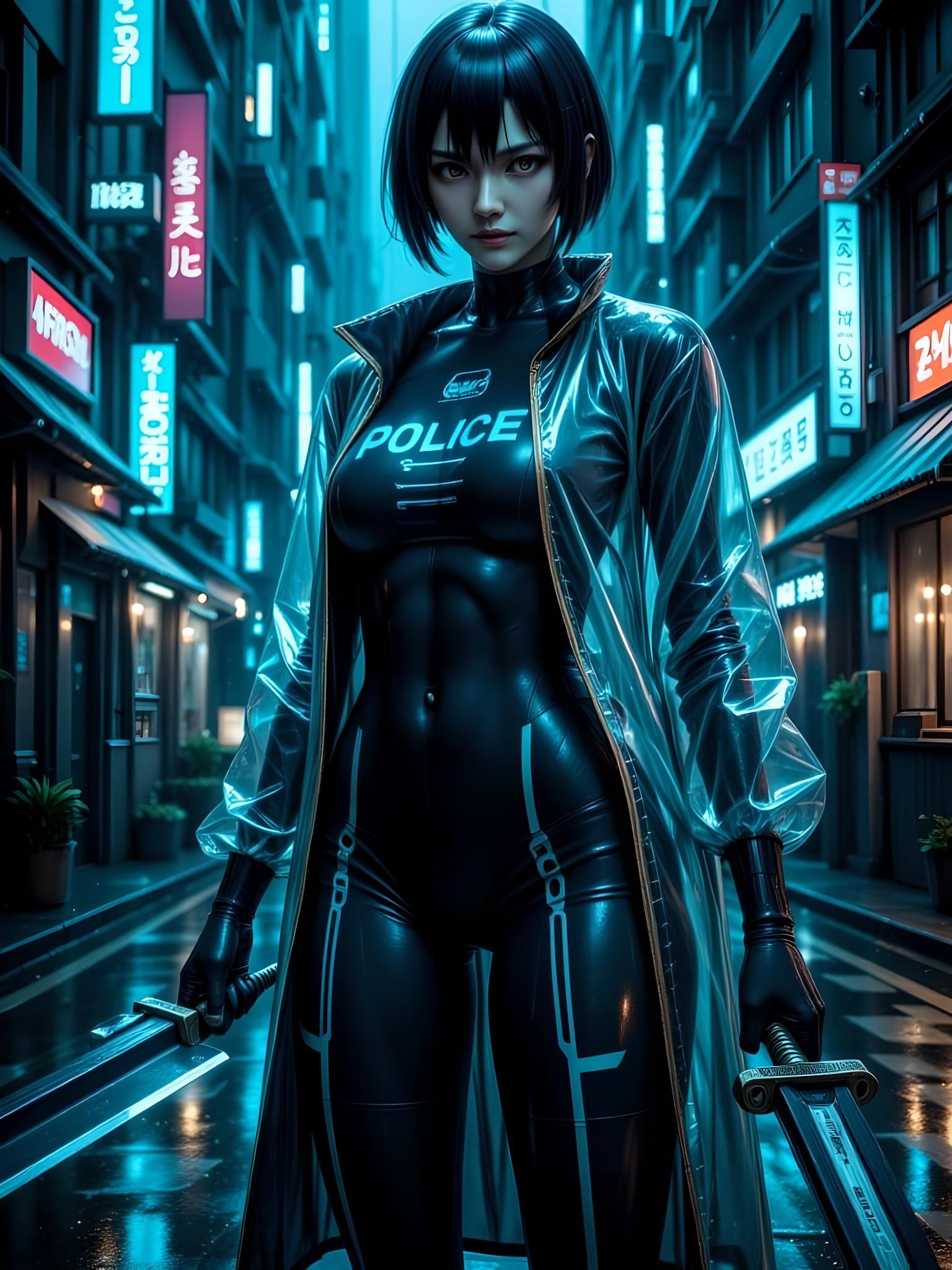 Android 1Girl on Night City Streets