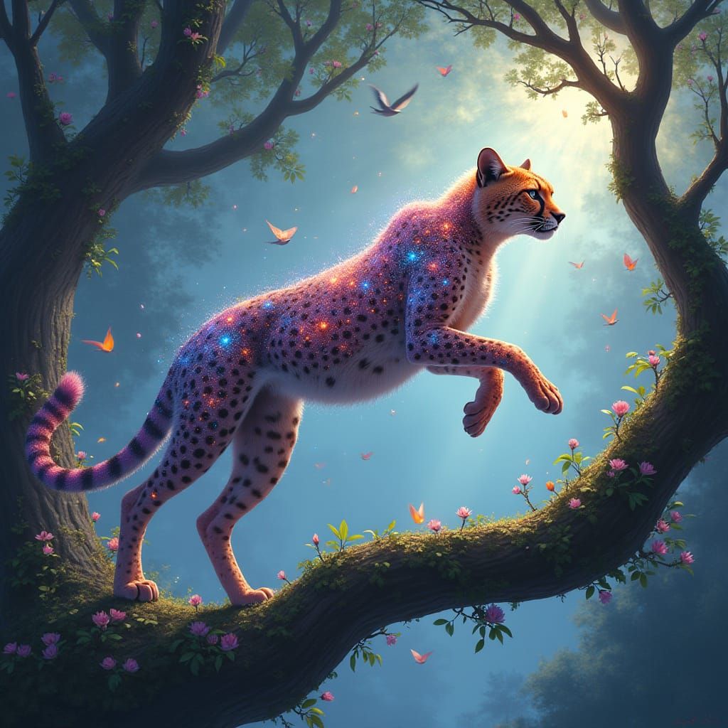 Spectral Cheetah Leaping Through Crystalline Forest
