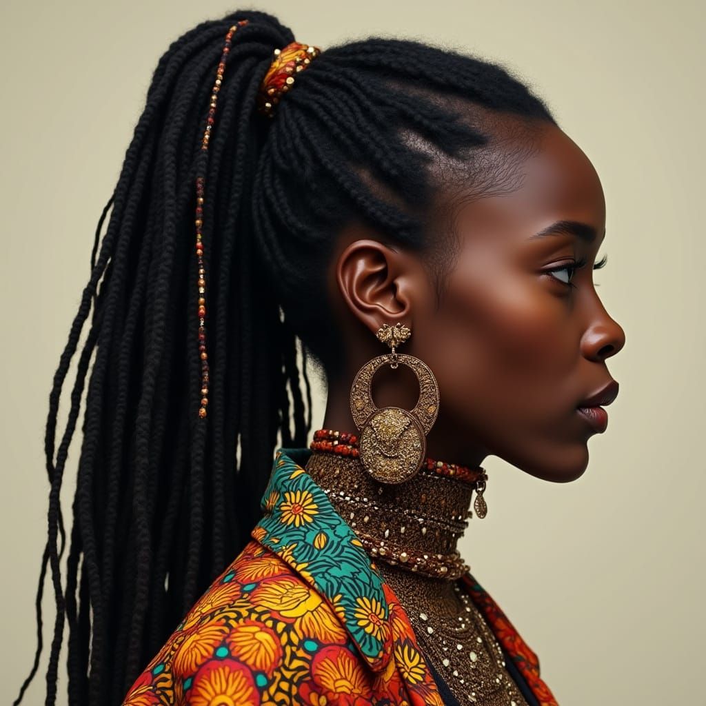 Hyperrealistic Portrait of Woman with Dreadlocks