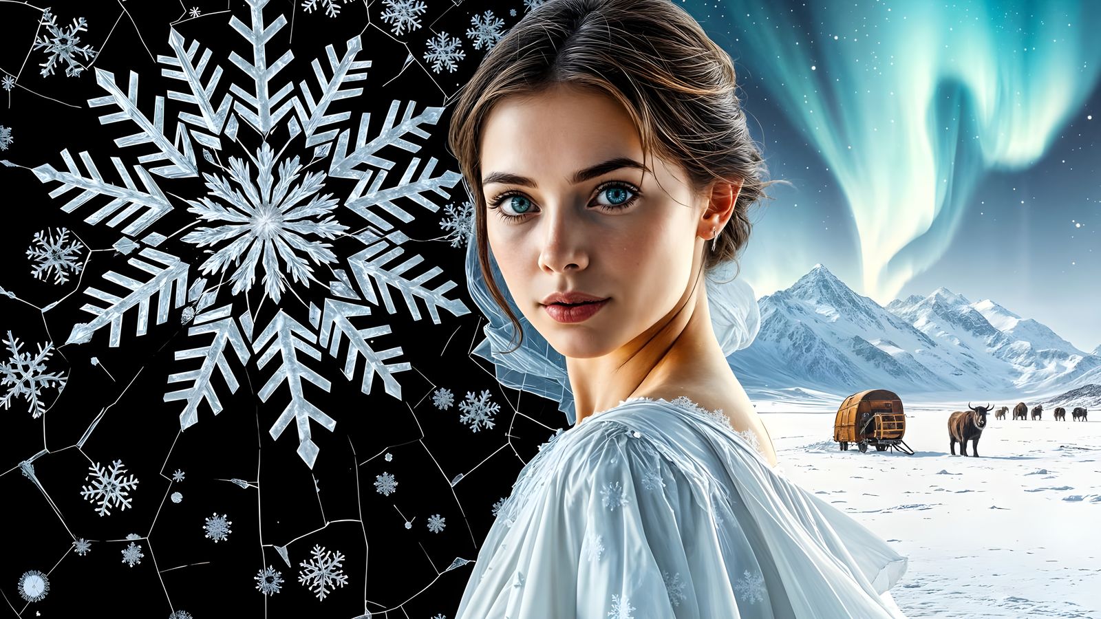 Frozen Serenity in Cracked Glass