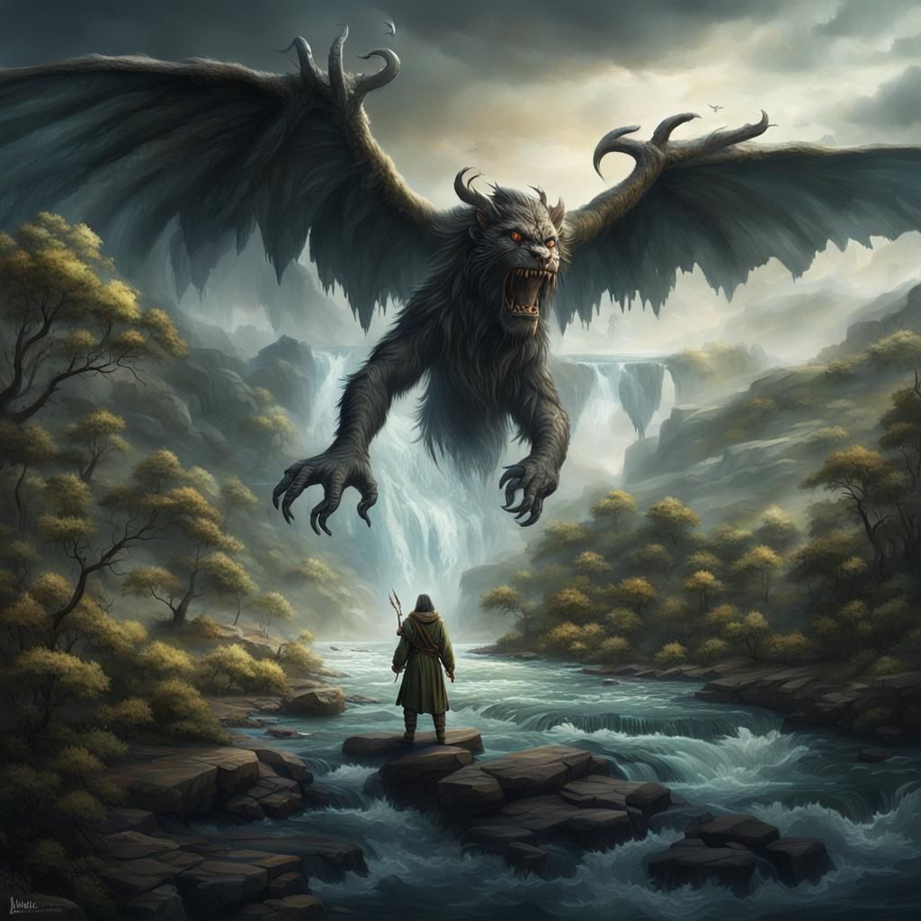 Epic Druid Protects Wildlands River: Digital Matte Painting