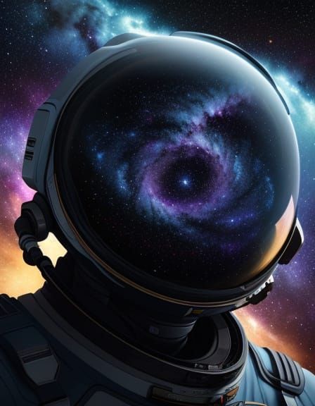 Vibrant Digital Painting of Astronaut in Majestic Space