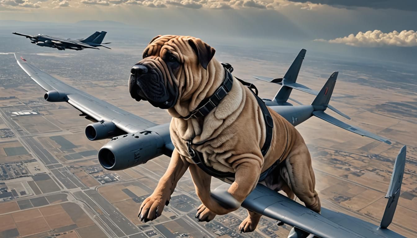 Shar Pei Pilot in Photorealistic B-52 Stratofortress Cockpit