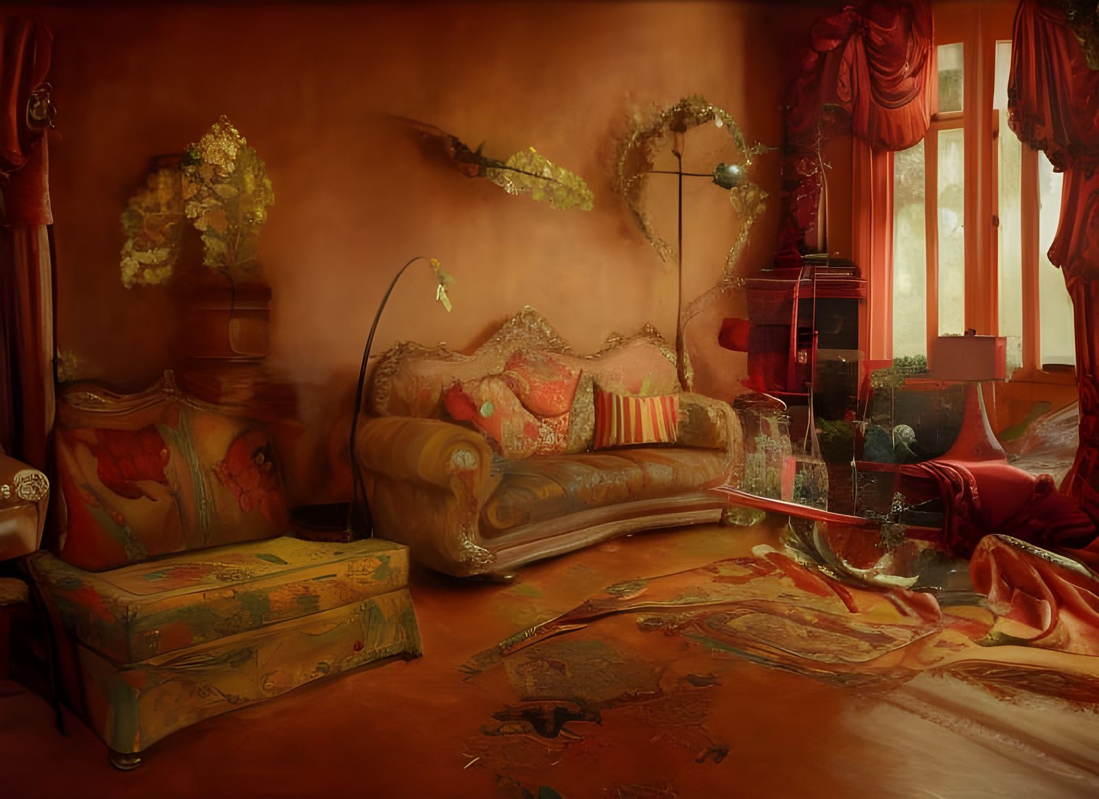 Vibrant Flowers Emerge from a Dreamlike Scene