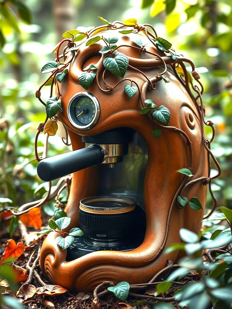 Organic Wooden Coffee Machine Blends Seamlessly with Nature