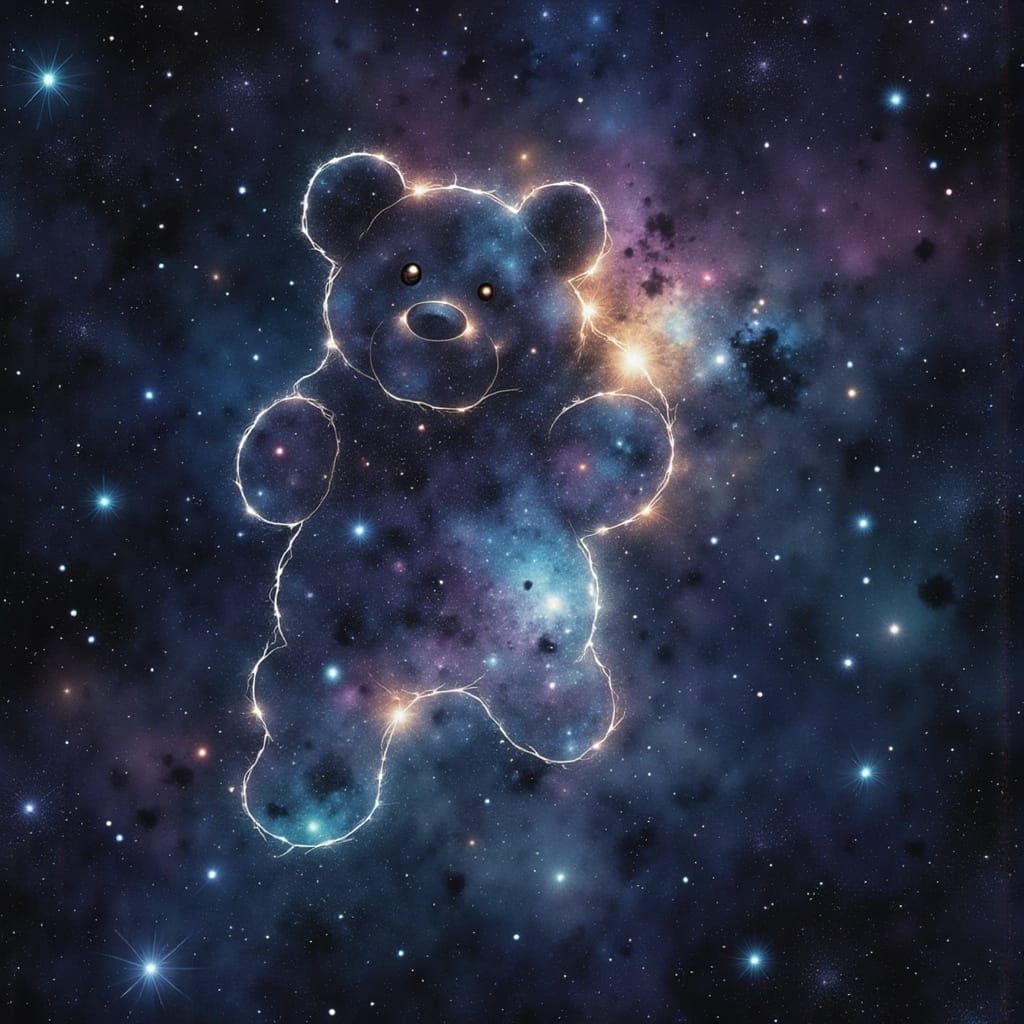 Cosmic Nebula With Star Teddy Bear Constellation