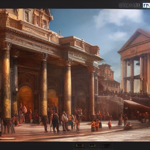 Grand Roman Market Entrance in Vast, Vibrant Colors