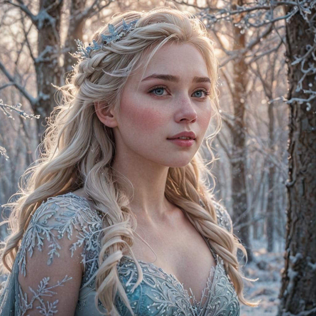 Elsa in Icy Watercolor Portrait