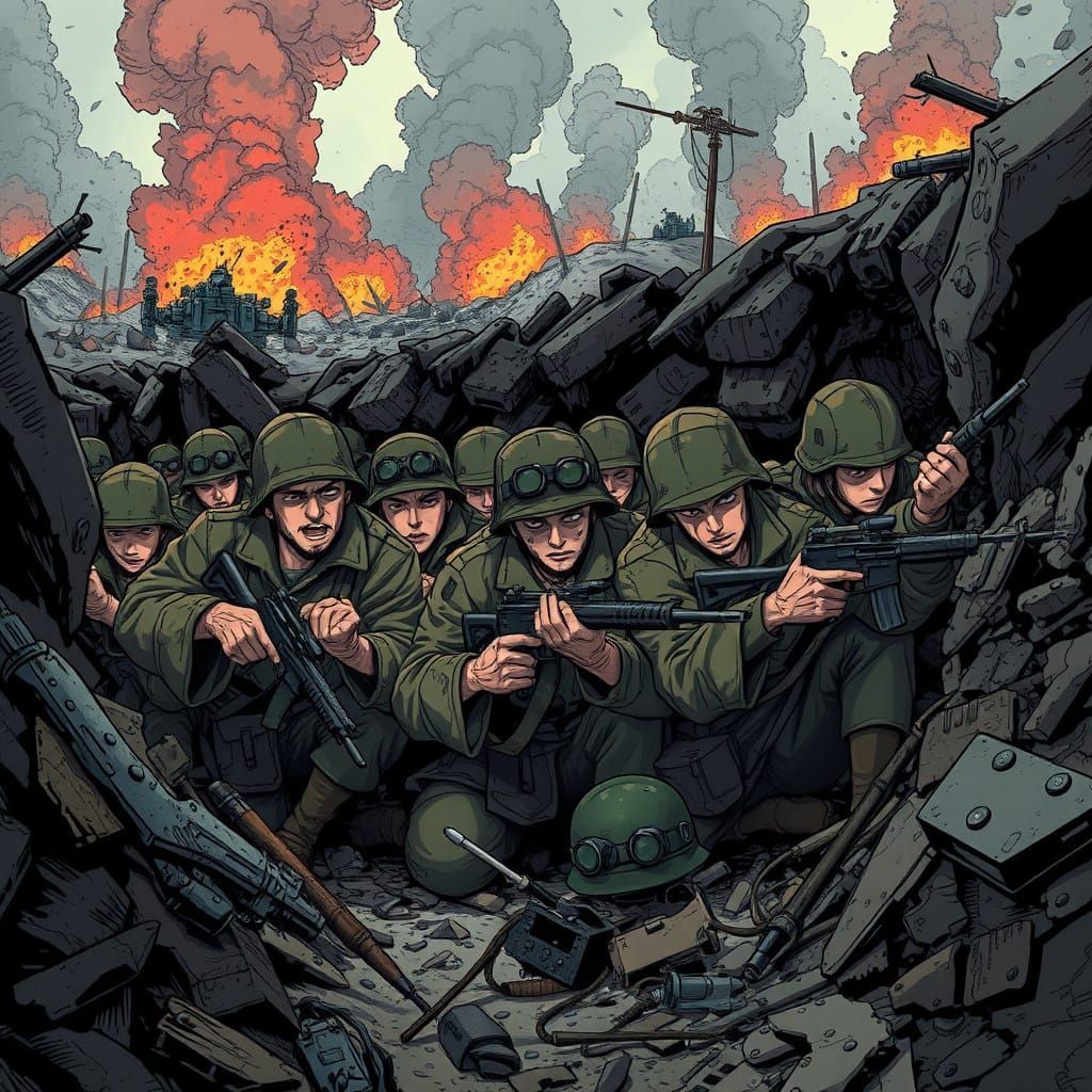 Trench Tragedy: Soldiers Weigh Fate Amid War's Devastation