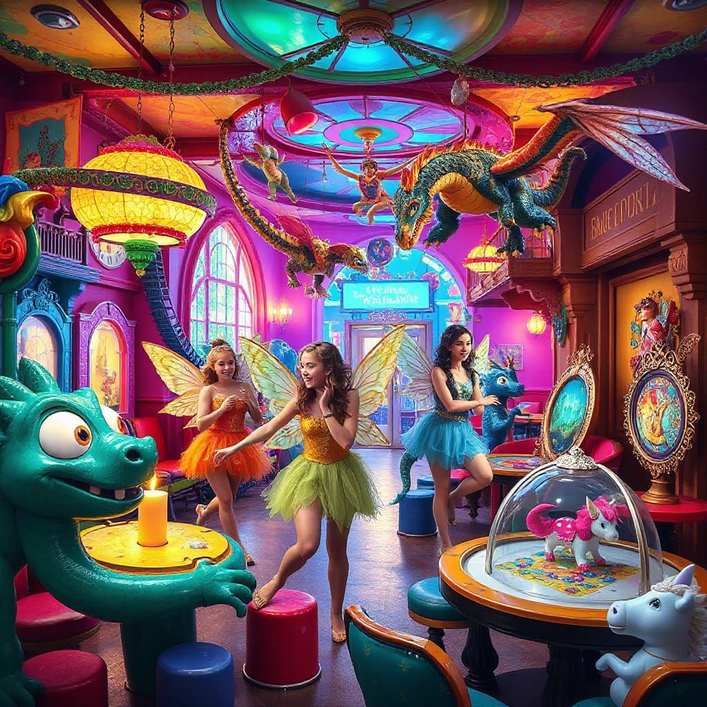 Fairy-Themed Amusement Park in Hyperrealistic Style
