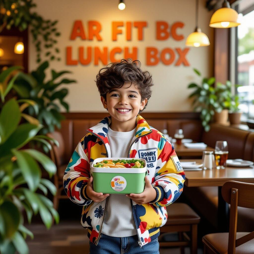 Boy with Lunchbox in Pop Art Photorealistic Style