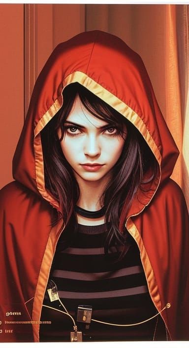 Cyberpunk Woman in Surveillance Grid