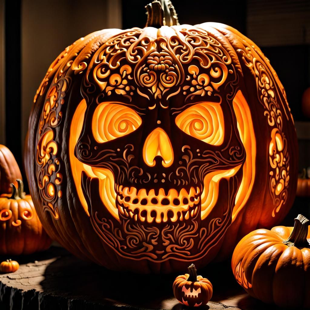 Epic Vortex Pumpkin Masterpiece with Intricate Filigree Carv...