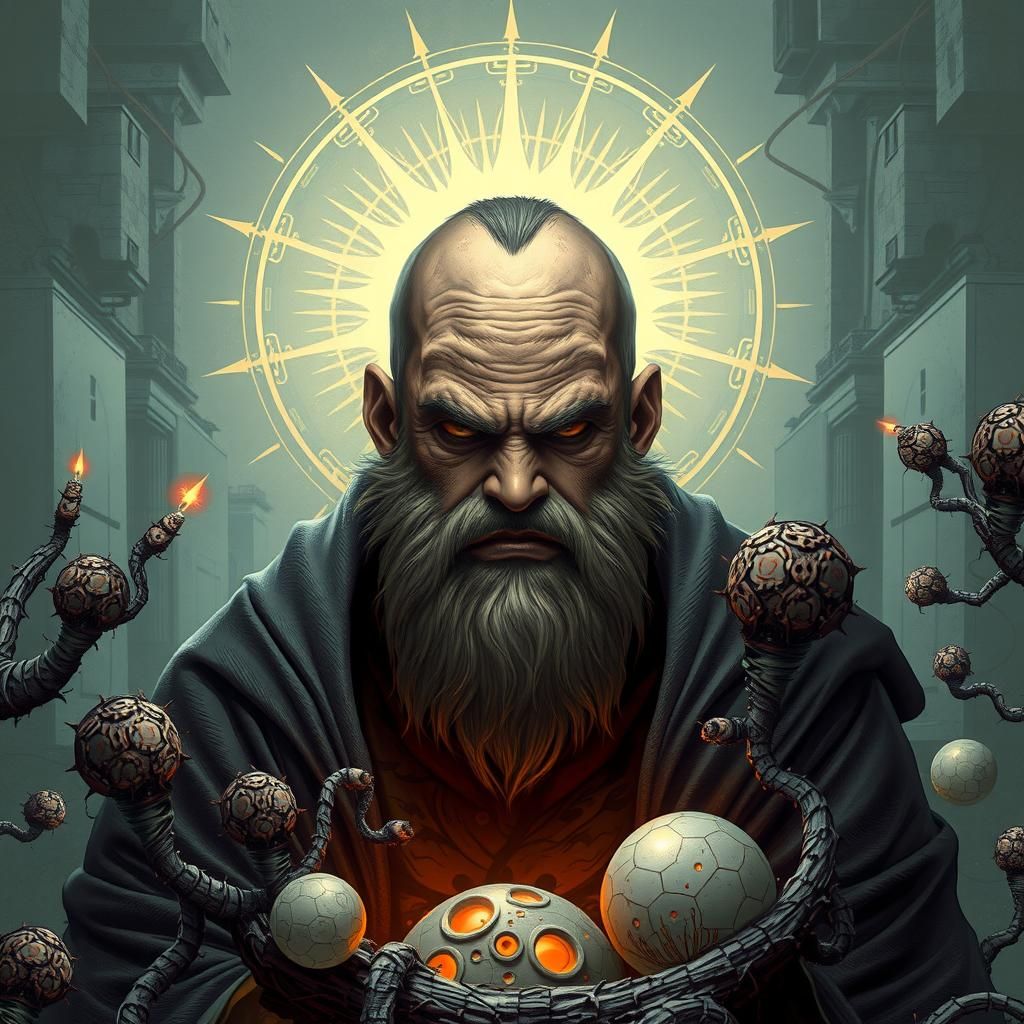 Divine Fury: A Scowling Father God in a Twisted, Surreal Wor...