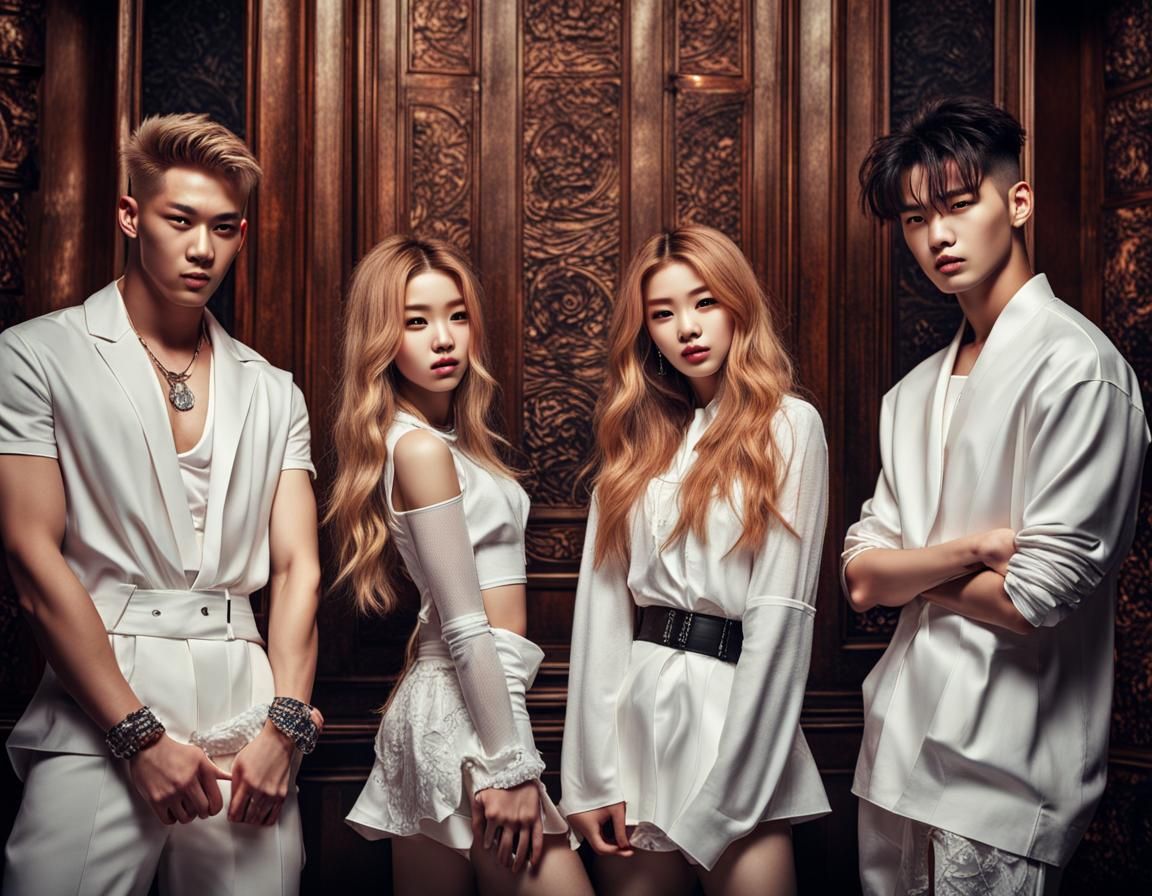 Kpop Group in Moody Hyperrealistic HDR Style